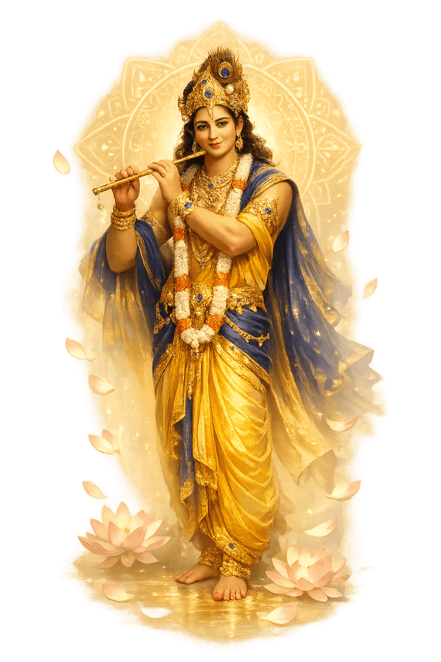 Illustration of Krishna playing the flute